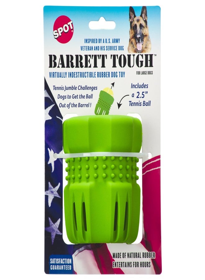 SPOT Barrett Tough Tennis Jumble Dog Toy for Large Dogs - Durable Rubber Barrel & Ball Combo, Virtually Indestructible Puzzle Toy with Textured Surface for Dental Health, 4 in Barrel & 2.5 in Ball - Image 1